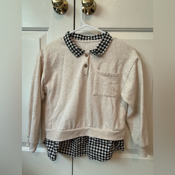 Jessica Simpson Kids Cream and Black Checkered Layered Shirt - Picture 1 of 3
